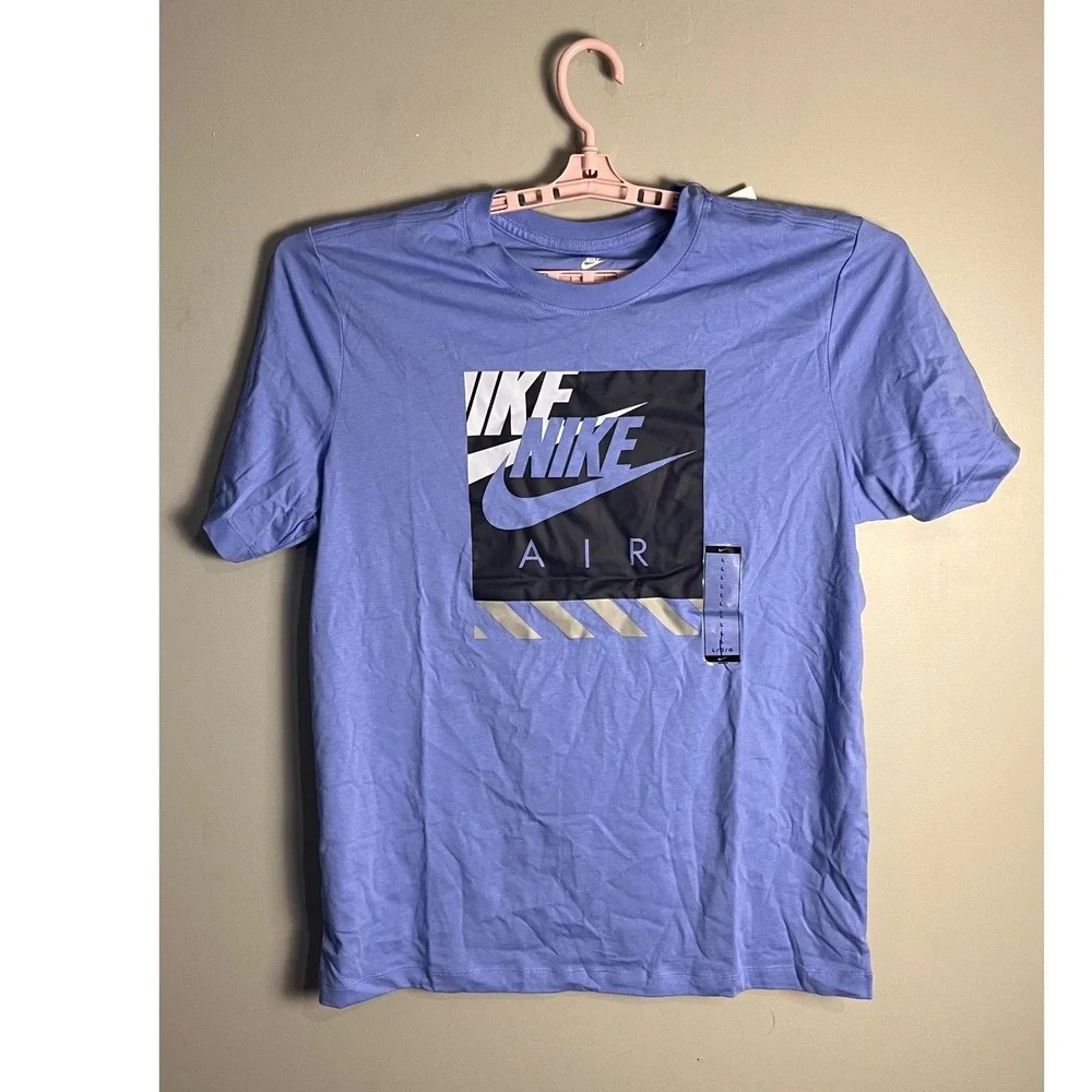 NWT Nike Air Mens Graphic T-Shirt Light‎ Blue Large